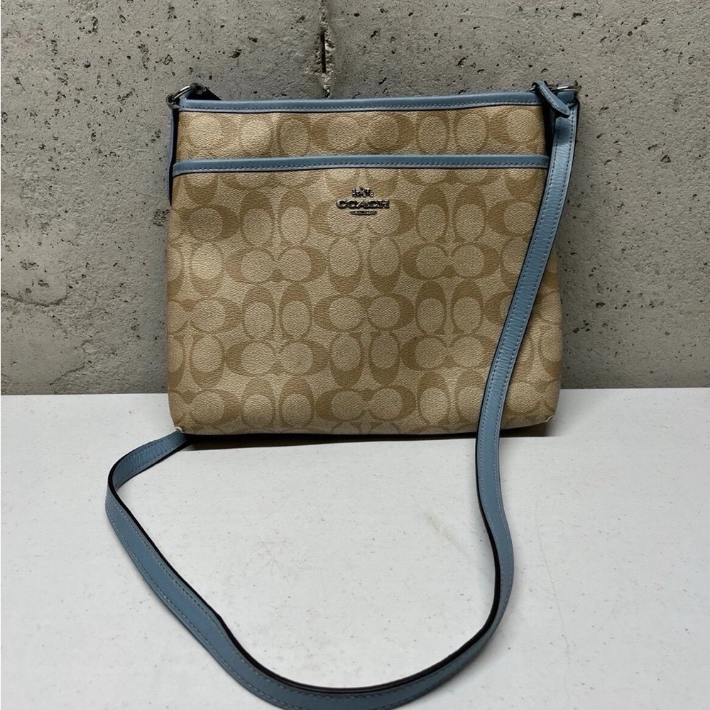 Coach Beige and Blue Crossbody Bag